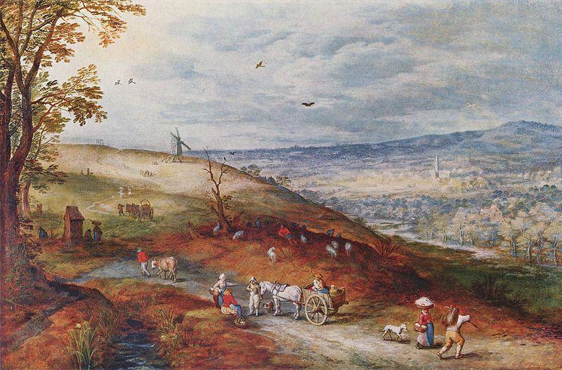 Jan Brueghel The Elder Landschaft mit Windmehle oil painting image